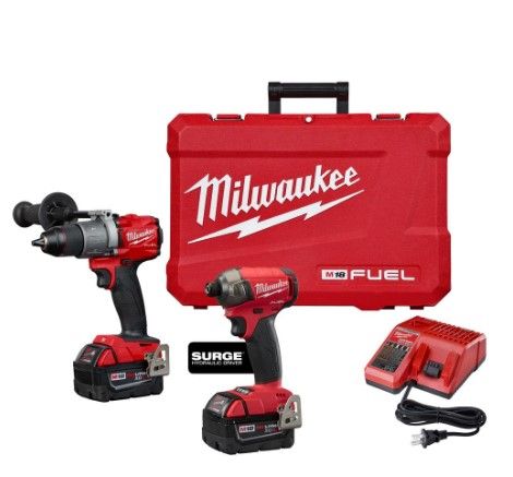 Photo 1 of M18 FUEL 18-Volt Lithium-Ion Brushless Cordless Surge Impact and Hammer Drill Combo Kit (2-Tool) w/(2) 5.0Ah Batteries
