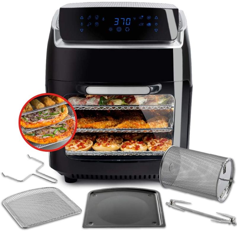 Photo 1 of Aria 10 Qt. Touchscreen Air Fryer Oven with Premium Accessory Set and Recipe Book, Black
