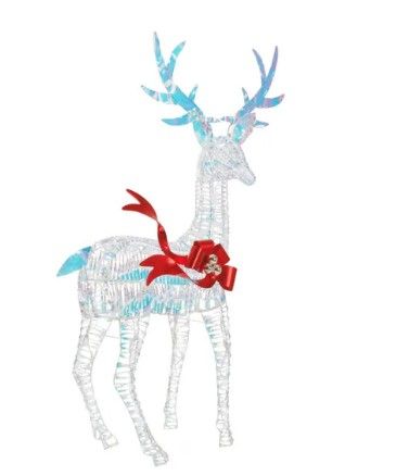 Photo 1 of 6 ft 90-Light White Sparkle Iridescent Reindeer Buck Yard Sculpture
