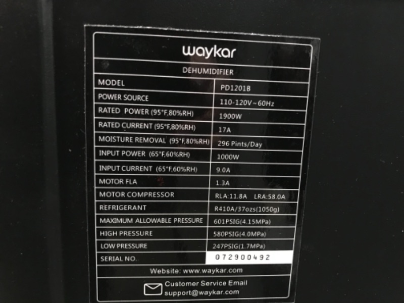 Photo 4 of Waykar Commercial Dehumidifier 296 Pints Large Industrial Dehumidifier with Garden Hose
