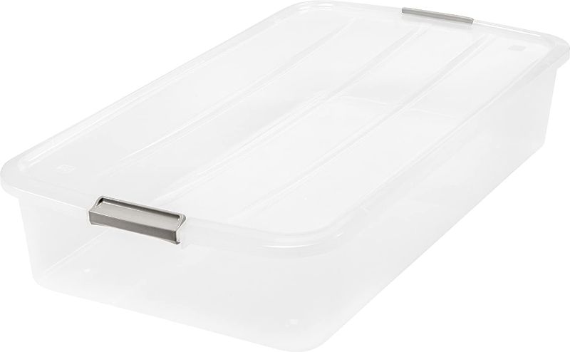 Photo 1 of IRIS USA, Inc. 50 Quart Underbed Buckle Up Box, Clear (100802)
