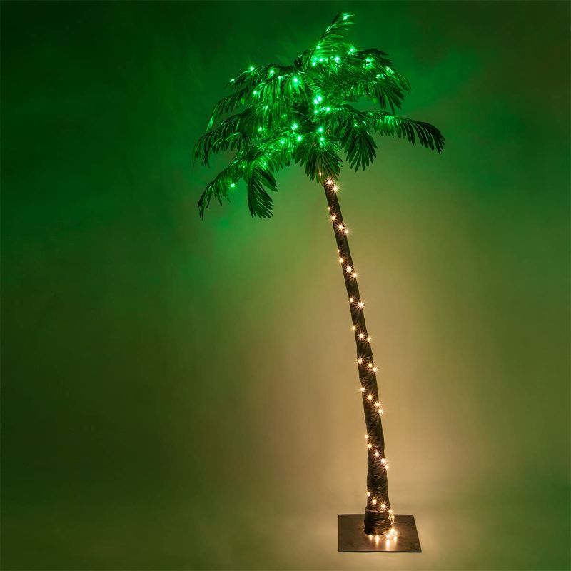 Photo 1 of Kringle Traditions 5-Ft 10-Function LED Lighted Palm Tree - Pre-Lit Artificial Palm Tree Decor - Remoted Controlled with Timer
