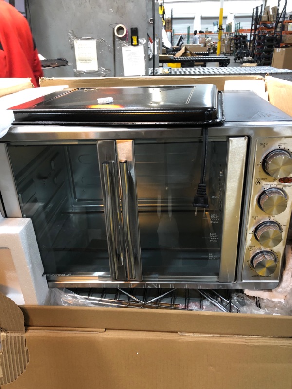 Photo 2 of Elite Gourmet ETO4510BMDouble French Door 4-Control Knobs Countertop Convection Toaster Oven, Bake Broil Toast Rotisserie Keep Warm 14" Pizza Includes 2 Racks
