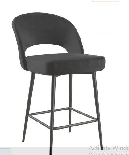 Photo 1 of Alexi Black Velvet Upholstered Counter Stool
