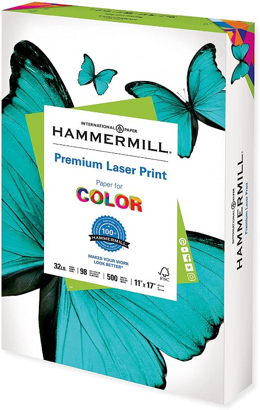 Photo 1 of Hammermill Printer Paper, Premium Laser Print 32 lb, 11 x 17-1 Ream- 98 Bright, Made in the USA, 104653
(box is full unknown actual amount)
