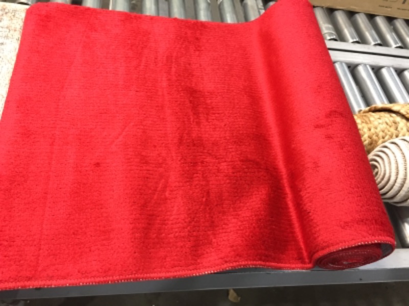 Photo 2 of **minor damage**
Ottomanson Luxury Collection Solid Non Slip Bath Runner Rug, 2'2" x 6', Red
