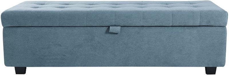 Photo 1 of Baby Plum 36" Large Storage Ottoman Bench End of Bed Storage Bench Upholstered 
DARK BLUE, **PAINT ON LEGS IS SCRATCHED**DIFFERENT FROM STOCK PHOTO**
