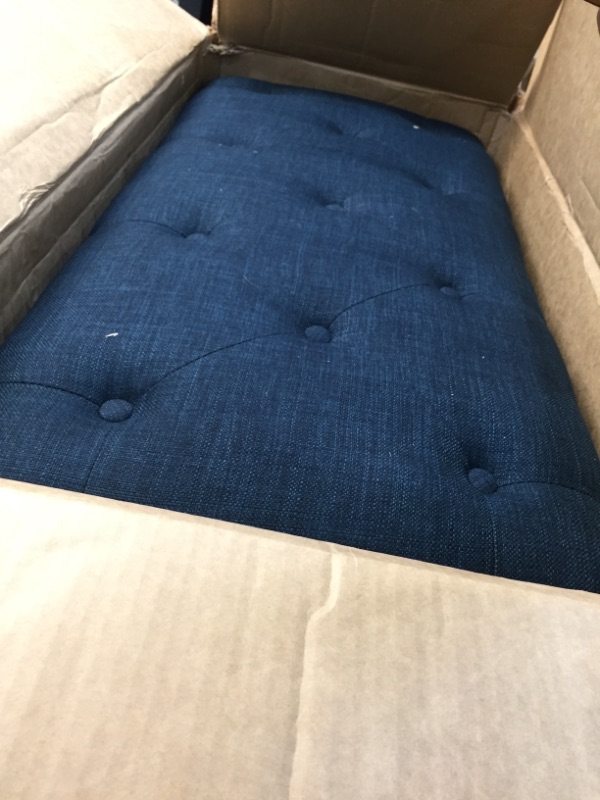 Photo 2 of Baby Plum 36" Large Storage Ottoman Bench End of Bed Storage Bench Upholstered 
DARK BLUE, **PAINT ON LEGS IS SCRATCHED**DIFFERENT FROM STOCK PHOTO**
