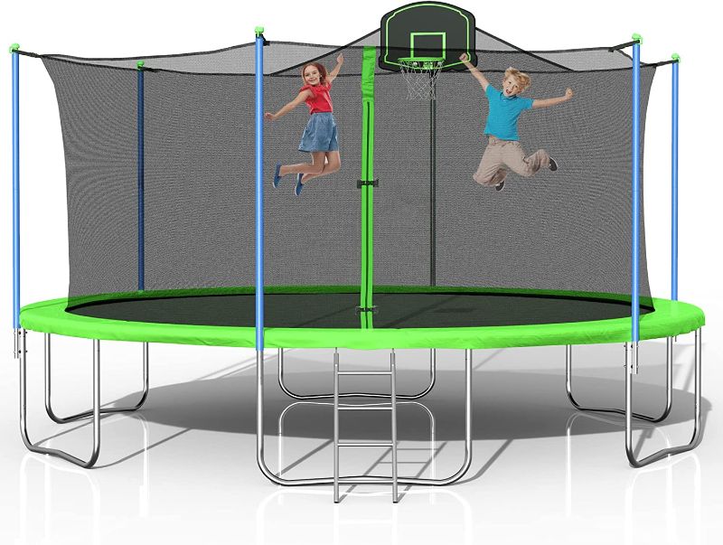 Photo 1 of **BOX 3 OF 3 ONLY ** BOX 1 OF 3 AND 2 OF 3 MISSING**
Tatub Trampoline 16FT 15FT 14FT 12FT Trampoline with Enclosure Net and Ladder, Outdoor Recreational Trampoline for Kids Adults Jump
