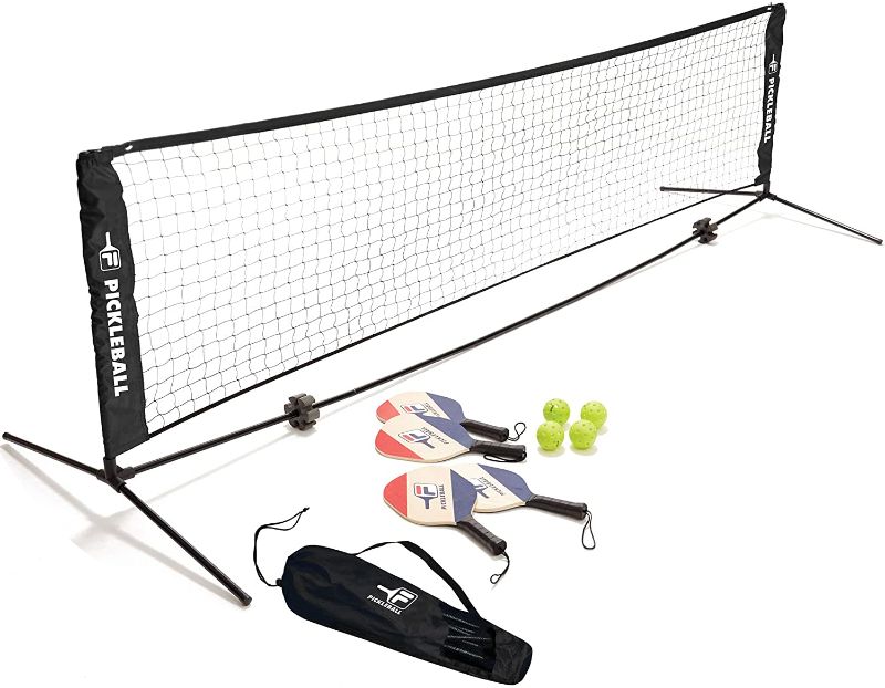 Photo 1 of FILA Accessories Pickleball Net Set - Includes Pickleball Paddles Set of 4 with Regulation Size 4 Outdoor Balls & 10ft All-Weather.
