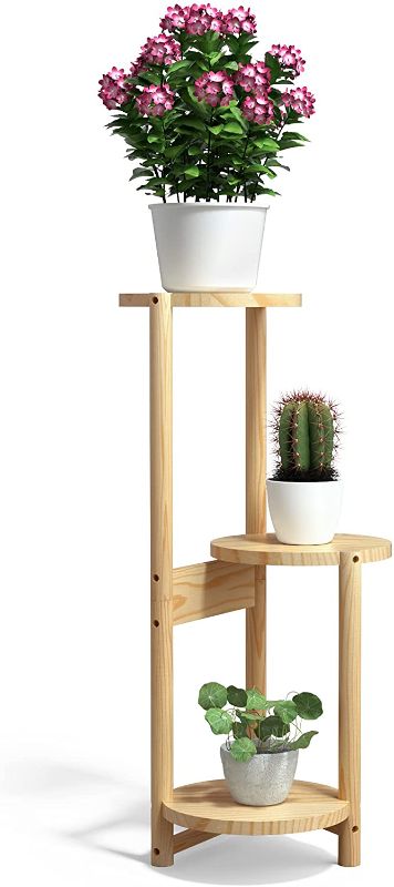 Photo 1 of **SIMILAR TO STOCK PHOTO. MISSING HARDWARE*(*
3 Tier Plant Stand, Wood Tall Corner Plant Stands Indoor, Pot Plant Holder for Outdoor
