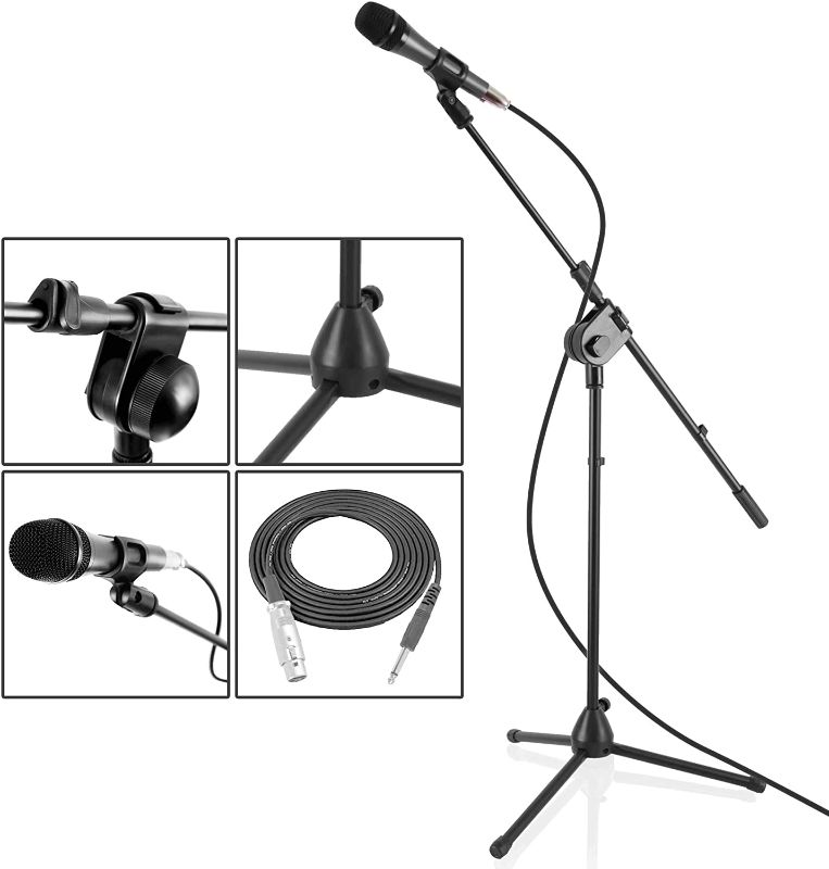Photo 1 of **INCOMPLETE**
PYLE Dynamic Microphone and Tripod Stand Arm Mic Length 7.48'' Inch w/Acoustic Pop Filter-Includes 15' ft XLR Cable, Black (PMKSM20)
