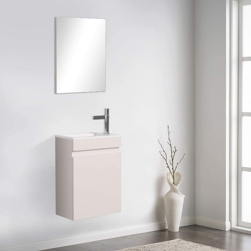 Photo 1 of 16" Bathroom Vanity and Sink Combo for Small Space, TONA Modern Design Wall Mounted Vanity Set with Sink Combo & Bathroom Mirrors for Vanity, White, Faucet/Drain not Included
