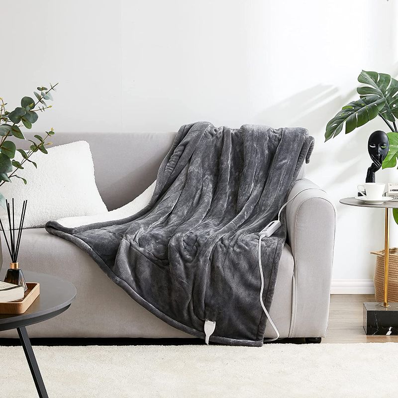 Photo 1 of **DOES NOT HEAT**
Heated Blanket Throw Electric with 5 Heating Levels & 3 Hours Auto Off, Super Cozy Fluffy and Machine Washable Sherpa Electric Throw with Fast Heating for Couch (50 x 60 Inches, Grey)
