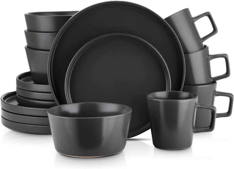 Photo 1 of **INCOMPLETE DISH SET, **
Stone Lain Coupe Dinnerware Set, Service For 4, Black Matte
