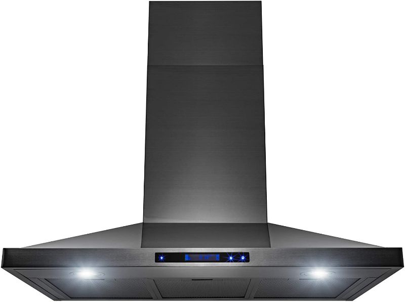 Photo 1 of **DENTS**
AKDY 36 in. 350 CFM Convertible Wall Mount Kitchen Range Hood with LED Lights in Black Stainless Steel
