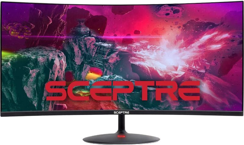 Photo 1 of **VERTICAL LINES ON RIGHT SIDE OF SCREEN**
Sceptre 34-inch Curved UltraWide 21: 9 Creative LED Monitor 2560x1080 Frameless HDMI DisplayPort Up to 100Hz, Machine Black 2020 (C345W-2560UN)
