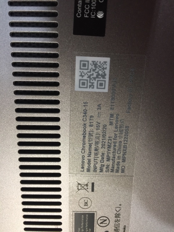 Photo 4 of **BOTTOM OF LAPTOP HAS A TOTAL OF 10 SCREWS ALL INTACT, LAPTOP HAS PASSWORD LOCK FROM PREVIOUS OWNER** Lenovo - C340-15 2-in-1 15.6" Touch-Screen Chromebook - Intel Core i3 - 4GB Memory - 64GB eMMC Flash Memory - Mineral Gray
