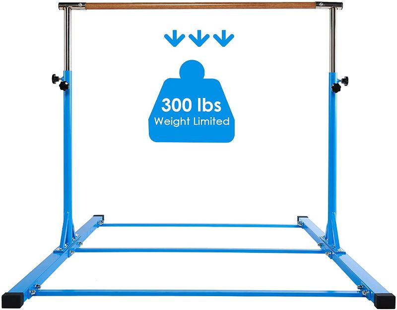 Photo 1 of ****MISSING PARTS**
Dai&F Gymnastics Kips Bar for Kids, Adjustable Height 3'-5' Junior Gymnastics Bars for Home, Horizontal Training Bar with Fiberglass Rail & Stainless Steel Regulating Arms
