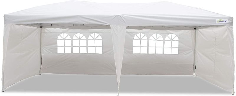 Photo 1 of **USED, MISSING PARTS**
GOUTIME 10x20 Feet Ez Pop Up Canopy Instant Tent Shelter with 4Pcs 10Ft Removable Sidewalls for Outdoor Christmas Party Events
