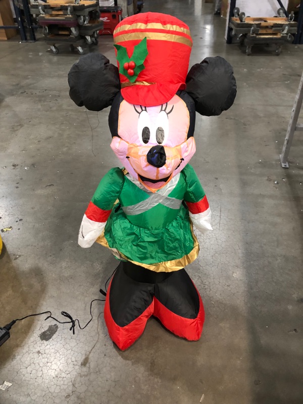 Photo 3 of 3.5 Ft Pre-Lit LED Airblown Disney Minnie as Toy Soldier Christmas Inflatable
