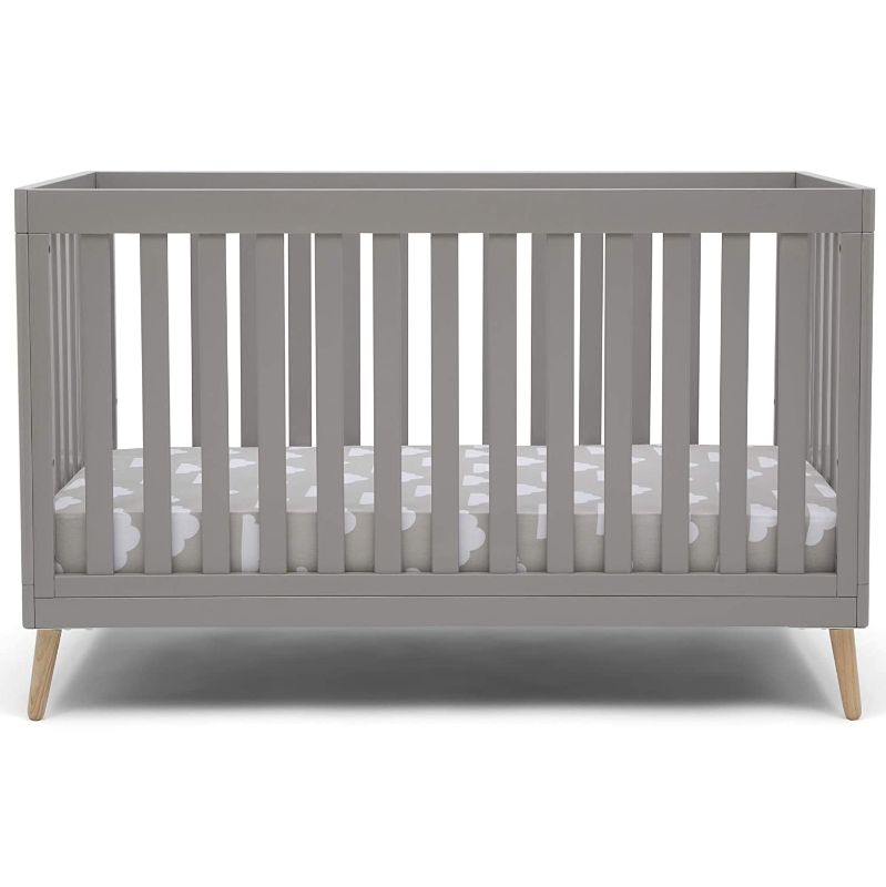 Photo 1 of Delta Children Essex 4-in-1 Convertible Baby Crib, Grey with Natural Legs, Grey with Natural Legs
