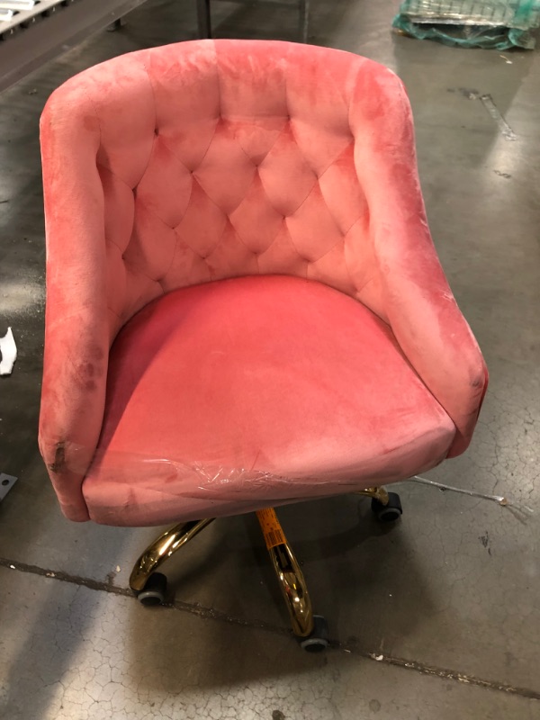 Photo 2 of Velvet Fabric Pink Desk Chair for Home Office | Swivel Task Chair | Modern Design | Chairs for Bedroom Desk | Girls | for Women | Pink |
