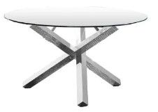 Photo 1 of **table top only** Dree 54 in. Silver Modern Round Glass Dining Table
