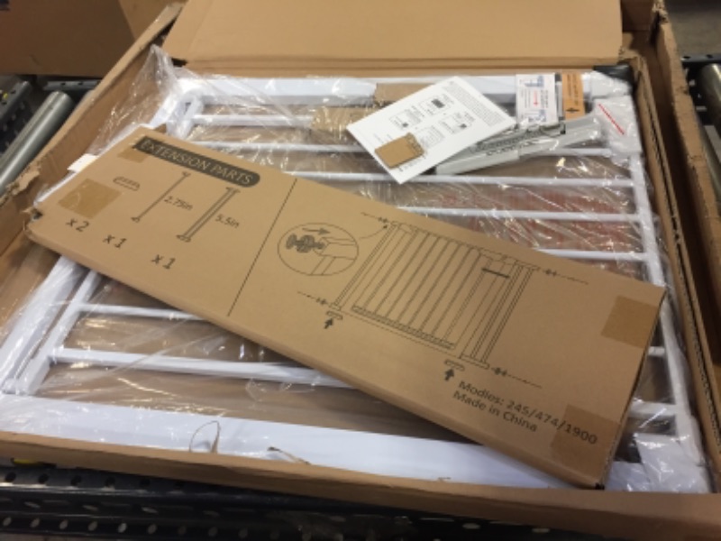 Photo 1 of Cumbor 46” Auto Close Safety Baby Gate, Extra Tall and Wide Child Gate, Easy Walk Thru Durability Dog Gate for The House, Stairs, Doorways. Includes 4 Wall Cups, 2.75-Inch and 8.25-Inch Extension
