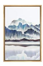 Photo 1 of  Framed Wall Art Print Watercolor Mountain Landscape 24X36
