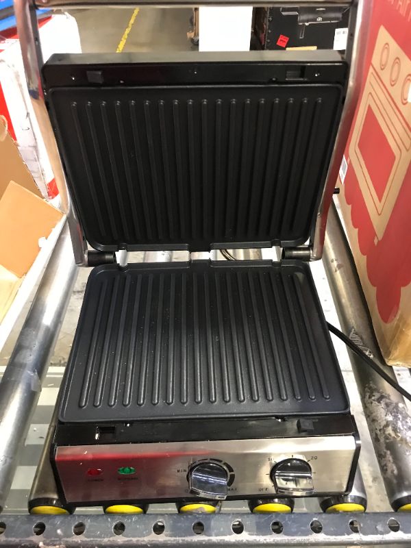 Photo 2 of Aigostar Panini Press with removable plates, Electric Indoor Grill Smokeless, with Non-Stick Coated Plates, Opens 180 Degrees, Stainless Steel Sandwich Maker with Temperature Control & Timer, 1500W
