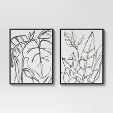 Photo 1 of 24" x 30" Botanical Sketch Framed Wall Canvas White/Black - Project 62™
