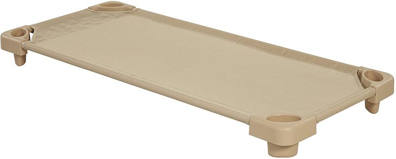 Photo 1 of ECR4Kids-ELR-16127 Children’s Naptime Cot, Stackable Daycare Sleeping Cot for Kids, Heavy-Duty, 52-Inches L x 23-Inches W, Ready-to-Assemble, Kids’ Bed, GREENGUARD [Gold] Certified (Set of 3)- Sand
