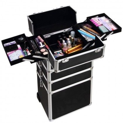 Photo 1 of 4 in 1 Aluminum Rolling Makeup Trolley Train Case Box Organizer Salon Cosmetic
