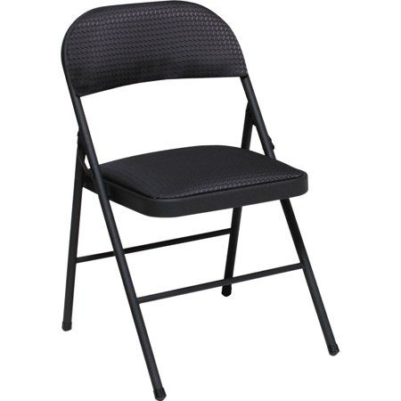 Photo 1 of Cosco Commercial Fabric Indoor Outdoor Folding Chair with Fabric Cushion, Black