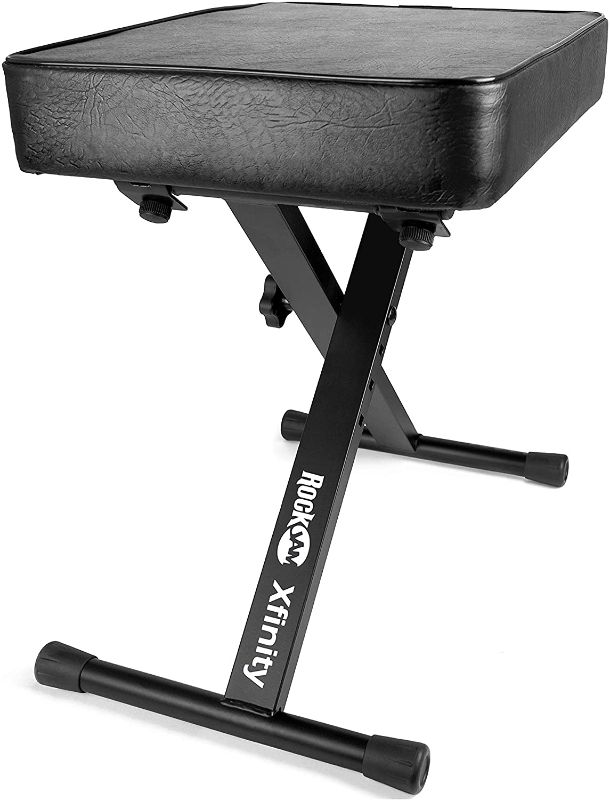 Photo 1 of RockJam KB100 Adjustable Padded Keyboard Bench, X-Style, Black
