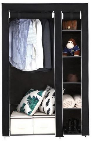 Photo 1 of 67" Portable Closet Wardrobe with Non-woven Fabric Black