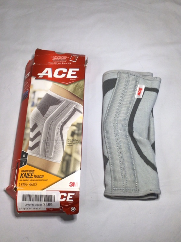 Photo 2 of 2 Pack-ACE Knitted Knee Brace with Side Stabilizers, Small 1 Each- Color White-Size XL 