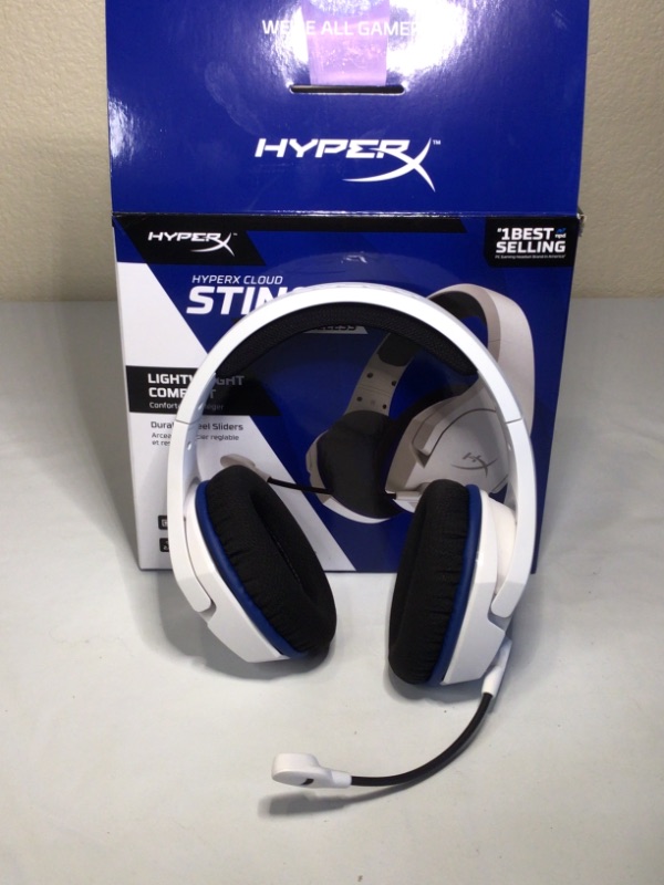 Photo 4 of HyperX Cloud Stinger Core – Wireless Gaming Headset, for PS4, PS5, PC, Lightweight, Durable Steel Sliders, Noise-Cancelling Microphone - White