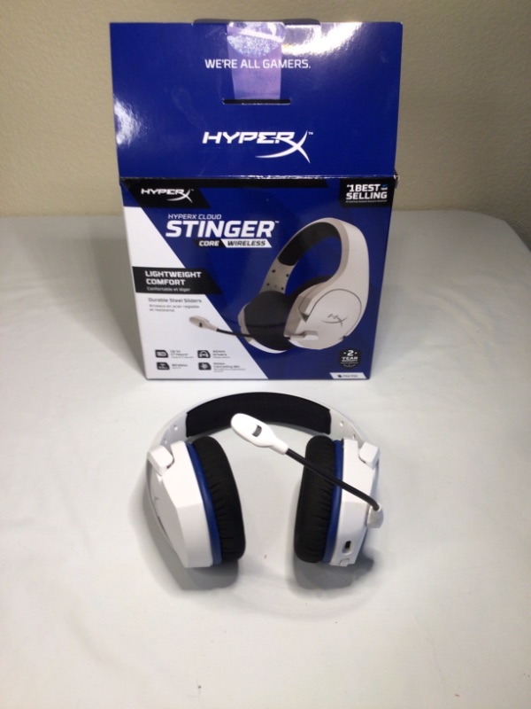 Photo 3 of HyperX Cloud Stinger Core – Wireless Gaming Headset, for PS4, PS5, PC, Lightweight, Durable Steel Sliders, Noise-Cancelling Microphone - White