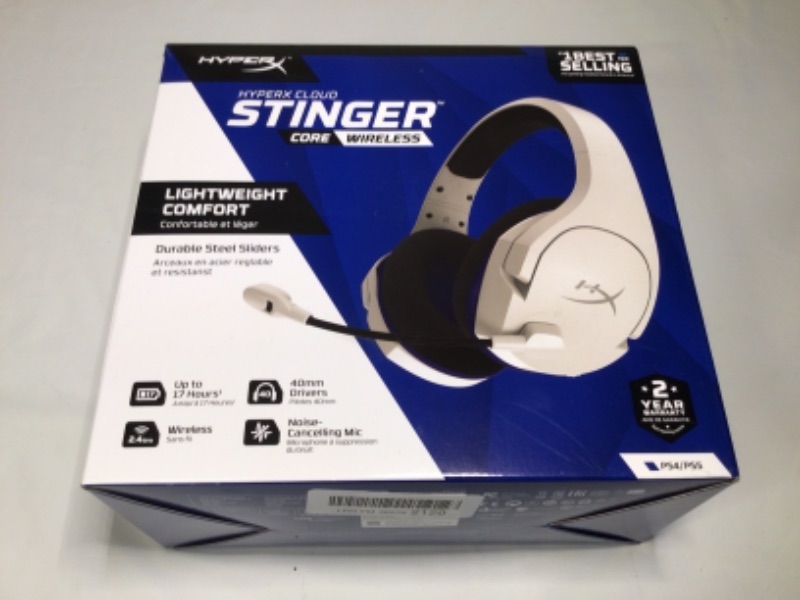 Photo 2 of HyperX Cloud Stinger Core – Wireless Gaming Headset, for PS4, PS5, PC, Lightweight, Durable Steel Sliders, Noise-Cancelling Microphone - White