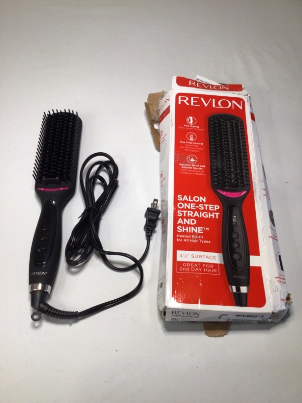 Photo 2 of REVLON Hair Straightening Heated Styling Brush, 4-1/2 inch