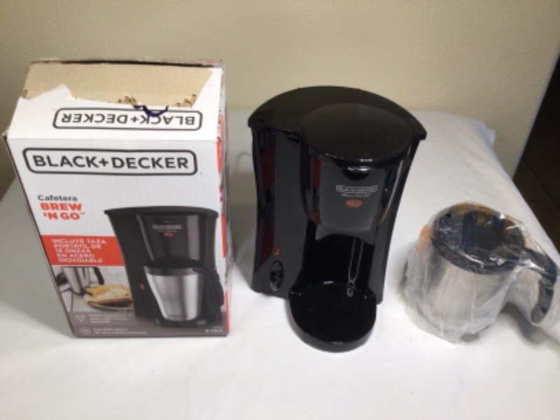 Photo 2 of BLACK+DECKER Brew 'n Go Personal Coffeemaker with Travel Mug, Black/Beige, DCM18