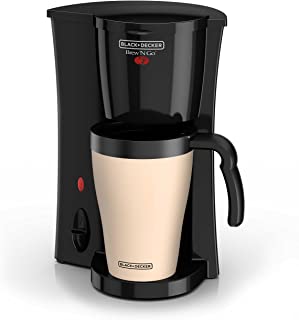 Photo 1 of BLACK+DECKER Brew 'n Go Personal Coffeemaker with Travel Mug, Black/Beige, DCM18