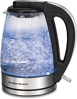 Photo 1 of Hamilton Beach Electric Tea Kettle, Water Boiler & Heater, Cordless, LED Indicator with Auto-Shutoff & Boil-Dry Protection, 1.7L with Built-In Mesh Filter, Clear Glass