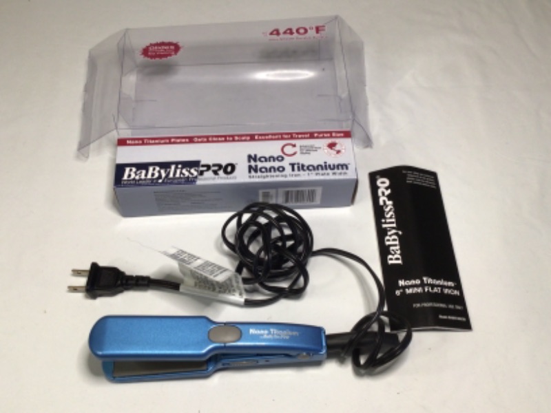 Photo 2 of Babyliss Pro Nano Titanium 6" Straightening Iron- Purse Size  1" Plate Width- Model BABNT3053n