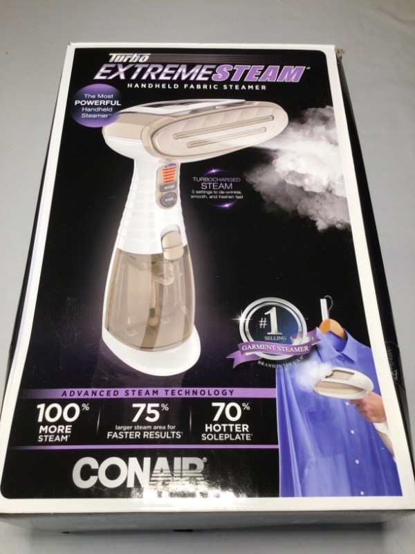 Photo 2 of Conair Turbo Extreme Steam Hand Held Fabric Steamer, White/Champagne