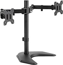 Photo 1 of VIVO STAND-V002F Dual LED LCD Monitor Free-Standing Desk Stand for 2 Screens up to 27 Inch Heavy-Duty Fully Adjustable Arms with Max VESA 100x100mm