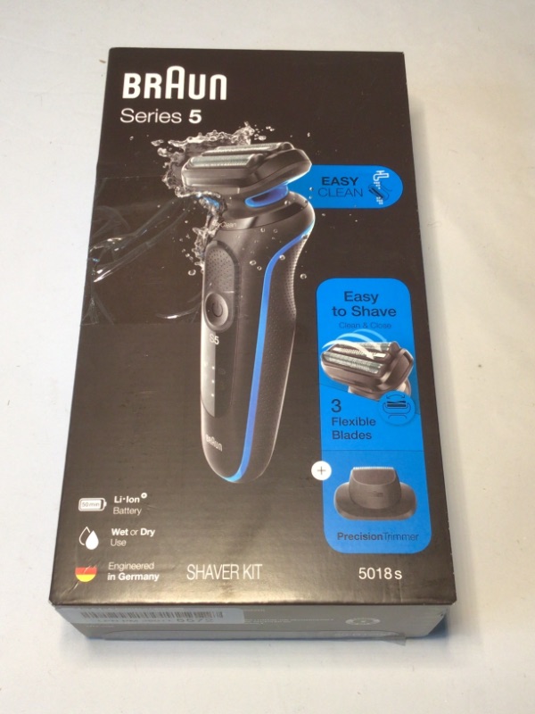 Photo 2 of Braun Electric Razor for Men, Series 5 5018s Electric Foil Shaver with Precision Beard Trimmer, Rechargeable, Wet & Dry with EasyClean