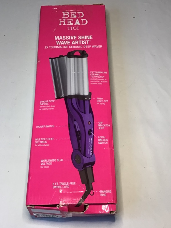 Photo 2 of Bed Head Wave Artist Ceramic Deep Hair Waver for Beachy Waves, Purple